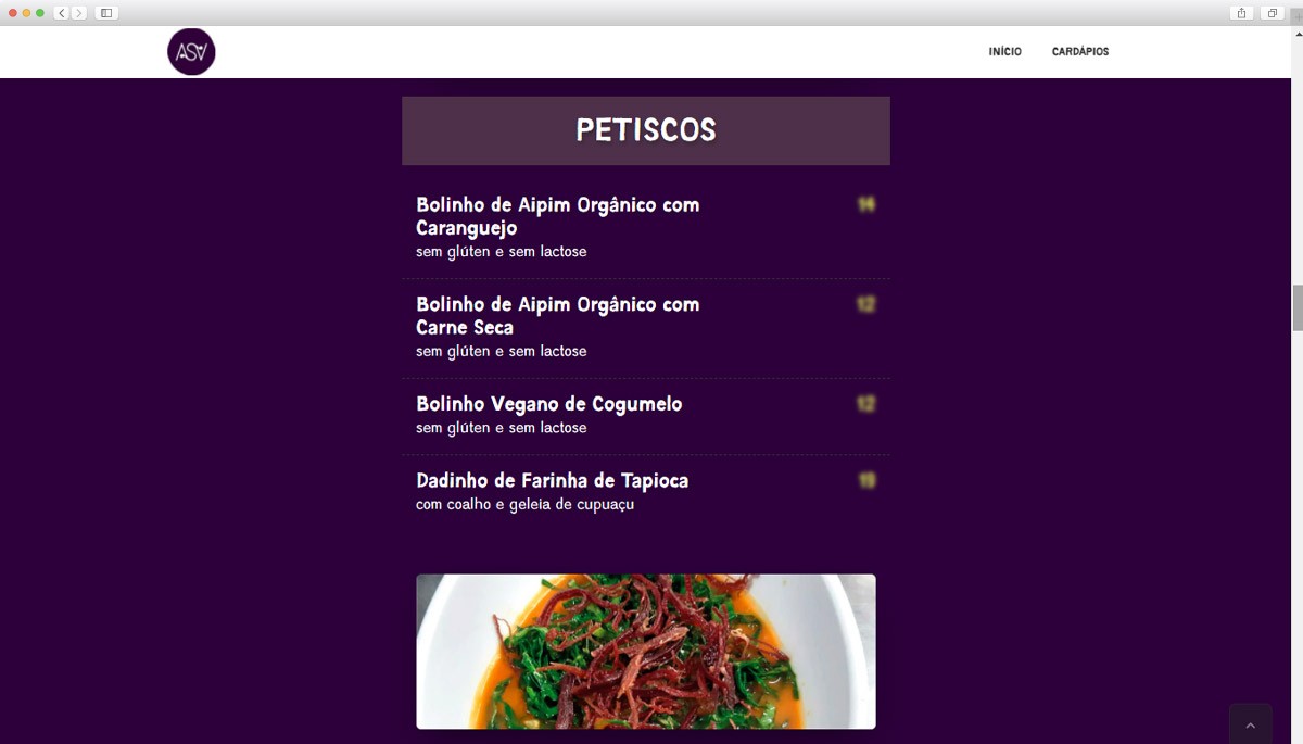 Menu digital - destaques