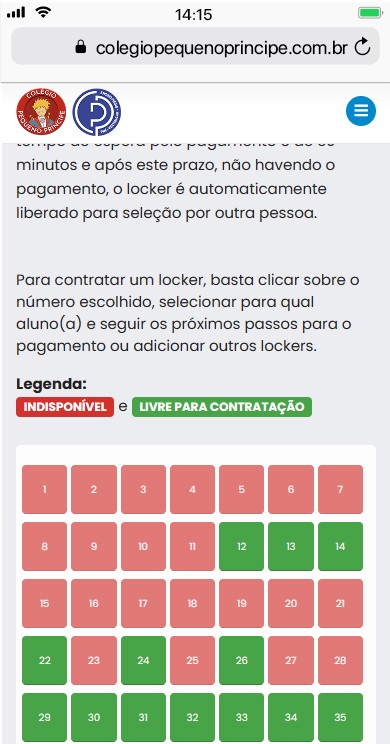 Comercialização de lockers no mobile